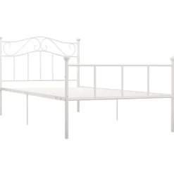 vidaXL - Bed frame met hoofdbord - Wit - Metaal - 100x200 cm