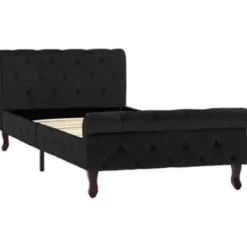 vidaXL - Bed frame met hoofdbord - Zwart - Fluweel - 90x200 cm