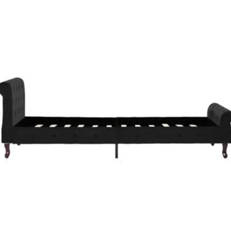 vidaXL - Bed frame met hoofdbord - Zwart - Fluweel - 90x200 cm