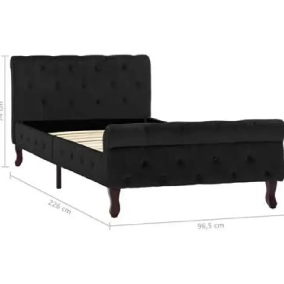 vidaXL - Bed frame met hoofdbord - Zwart - Fluweel - 90x200 cm