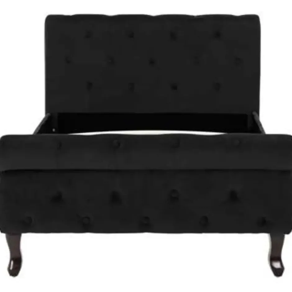vidaXL - Bed frame met hoofdbord - Zwart - Fluweel - 90x200 cm