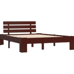 vidaXL - Bed frame met hoofdbord - Donkerbruin - Massief grenenhout - 120x200 cm
