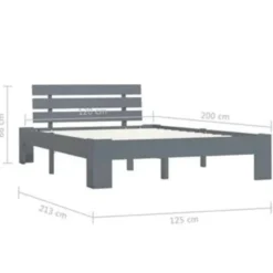 vidaXL - Bed frame met hoofdbord - Grijs - Massief grenenhout - 120x200 cm