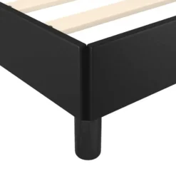vidaXL - Bed frame met hoofdeinde zonder matras - zwart kunstleer - 90x200 cm