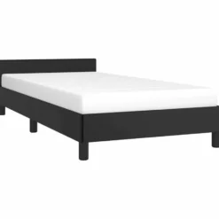 vidaXL - Bed frame met hoofdeinde zonder matras - zwart kunstleer - 90x200 cm