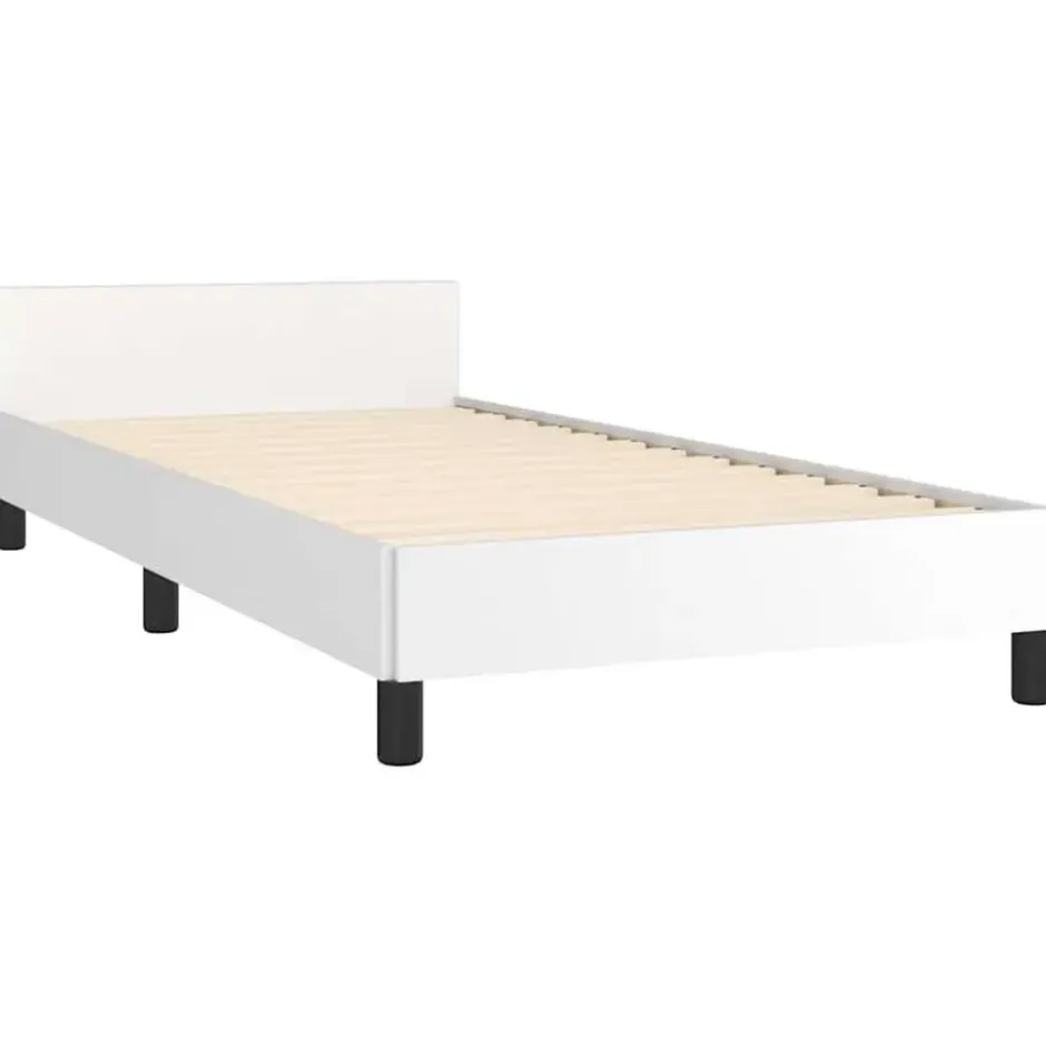 vidaXL - Bed frame met hoofdeinde zonder matras - Wit - Hout - 90x200 cm