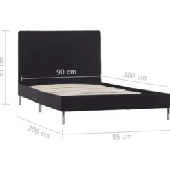 vidaXL - Bed frame met hoofdeinde - Zwart - Stof - 90x200 cm