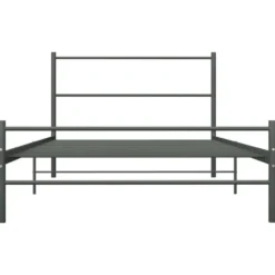vidaXL - Bed frame met hoofdeinde - Grijs - Metaal - 90x200 cm