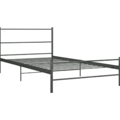 vidaXL - Bed frame met hoofdeinde - Grijs - Metaal - 90x200 cm