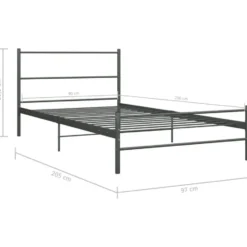 vidaXL - Bed frame met hoofdeinde - Grijs - Metaal - 90x200 cm