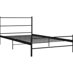 vidaXL - Bed frame met hoofdeinde en lanttenbodem - Zwart - Metaal - 90x200 cm