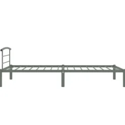 vidaXL - Bed frame met hoofdeinde - Grijs - Metaal - 90x200 cm