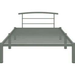 vidaXL - Bed frame met hoofdeinde - Grijs - Metaal - 90x200 cm