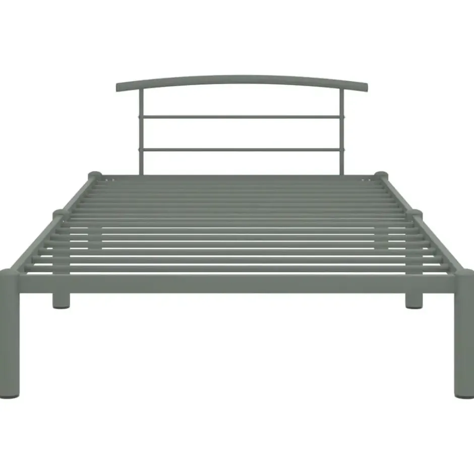 vidaXL - Bed frame met hoofdeinde - Grijs - Metaal - 90x200 cm