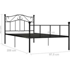 vidaXL - Bed frame met hoofdeinde en lattenbodem - Zwart - Metaal - 90x200 cm