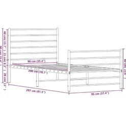 vidaXL - Bed frame met hoofdeinde - Zwart - Metaal - 90x200 cm