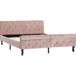 vidaXL - Bed frame met hoofdeinde - Roze - Fluweel - 140x200 cm