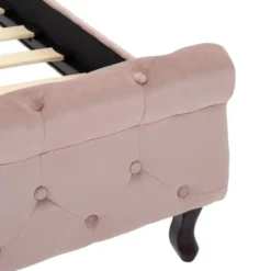 vidaXL - Bed frame met hoofdeinde - Roze - Fluweel - 140x200 cm