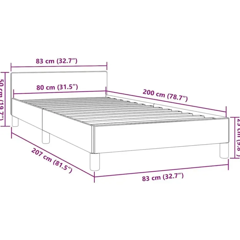 vidaXL - Bed frame met hoofdeinde - Zwart - Kunstleer - 80x200 cm