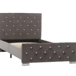 vidaXL - Bed frame met hoofdeinde - Grijs - Fluweel - 90x200 cm