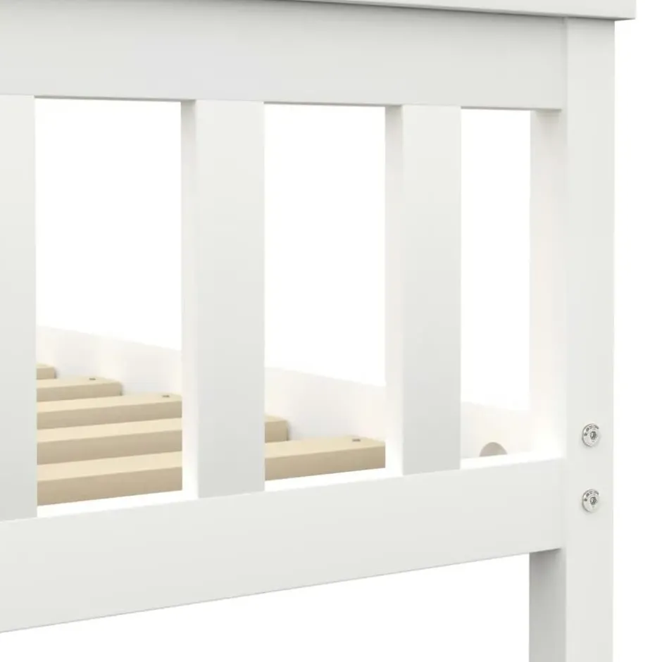 vidaXL - Bed frame met hoofdeinde - Wit - Massief grenenhout - 140x200 cm