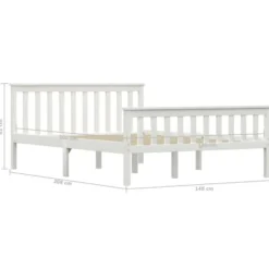 vidaXL - Bed frame met hoofdeinde - Wit - Massief grenenhout - 140x200 cm