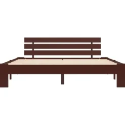 vidaXL - Bed frame met hoofdeinde - Donkerbruin - Grenenhout - 160x200 cm