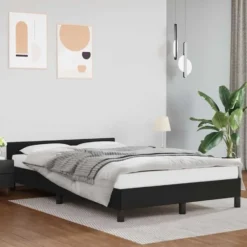 vidaXL - Bed frame met hoofdeinde zonder matras - Zwart - Kunstleer - 120x200 cm
