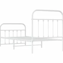 vidaXL - Bed frame met hoofd- en voeteneinde - Wit - Metaal - 90x190 cm