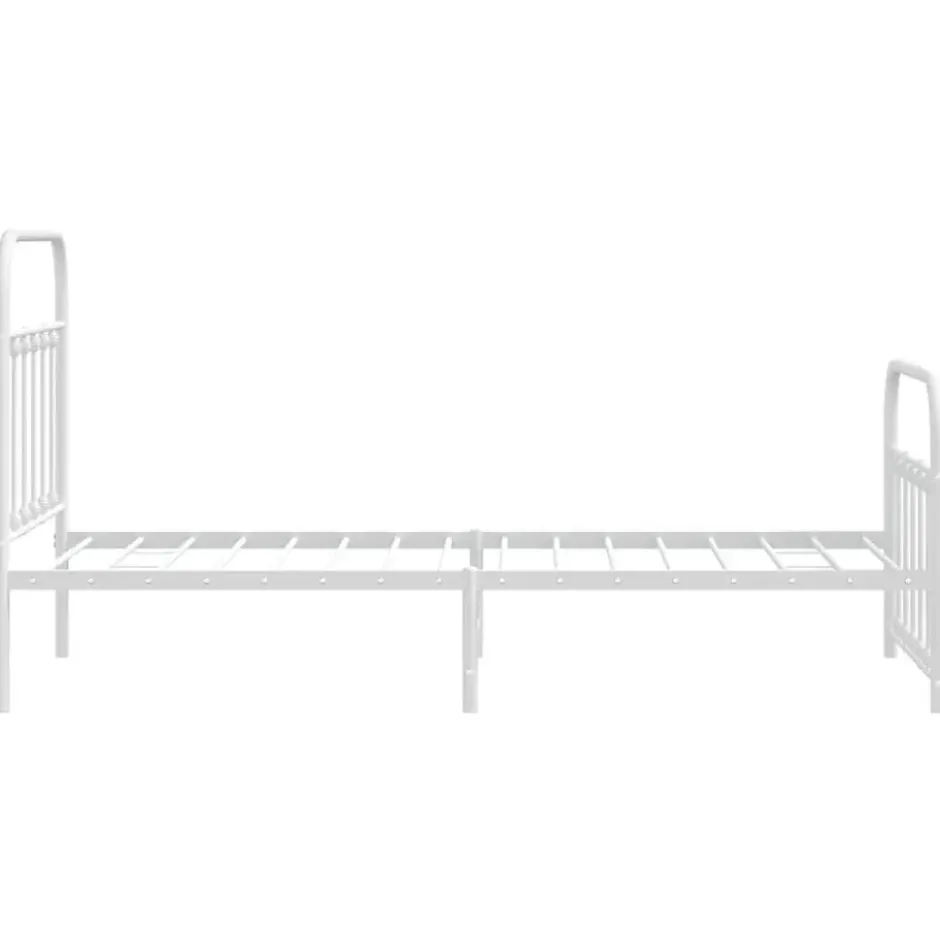 vidaXL - Bed frame met hoofd- en voeteneinde - Wit - Metaal - 90x190 cm