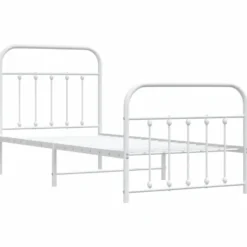 vidaXL - Bed frame met hoofd- en voeteneinde - Wit - Metaal - 90x190 cm