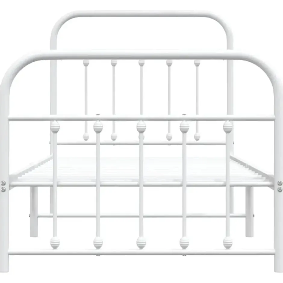 vidaXL - Bed frame met hoofd- en voeteneinde - Wit - Metaal - 90x190 cm