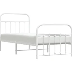 vidaXL - Bed frame met hoofd- en voeteneinde - Wit - Metaal - 90x190 cm