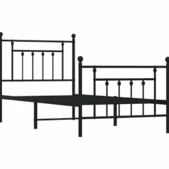 vidaXL - Bed frame met hoofd- en voeteneinde - Zwart - Metaal - 90x190 cm
