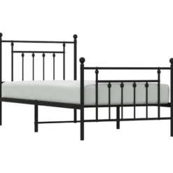 vidaXL - Bed frame met hoofd- en voeteneinde - Zwart - Metaal - 90x190 cm