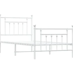 vidaXL - Bed frame met hoofd- en voeteneinde - Wit - Metaal - 90x200 cm