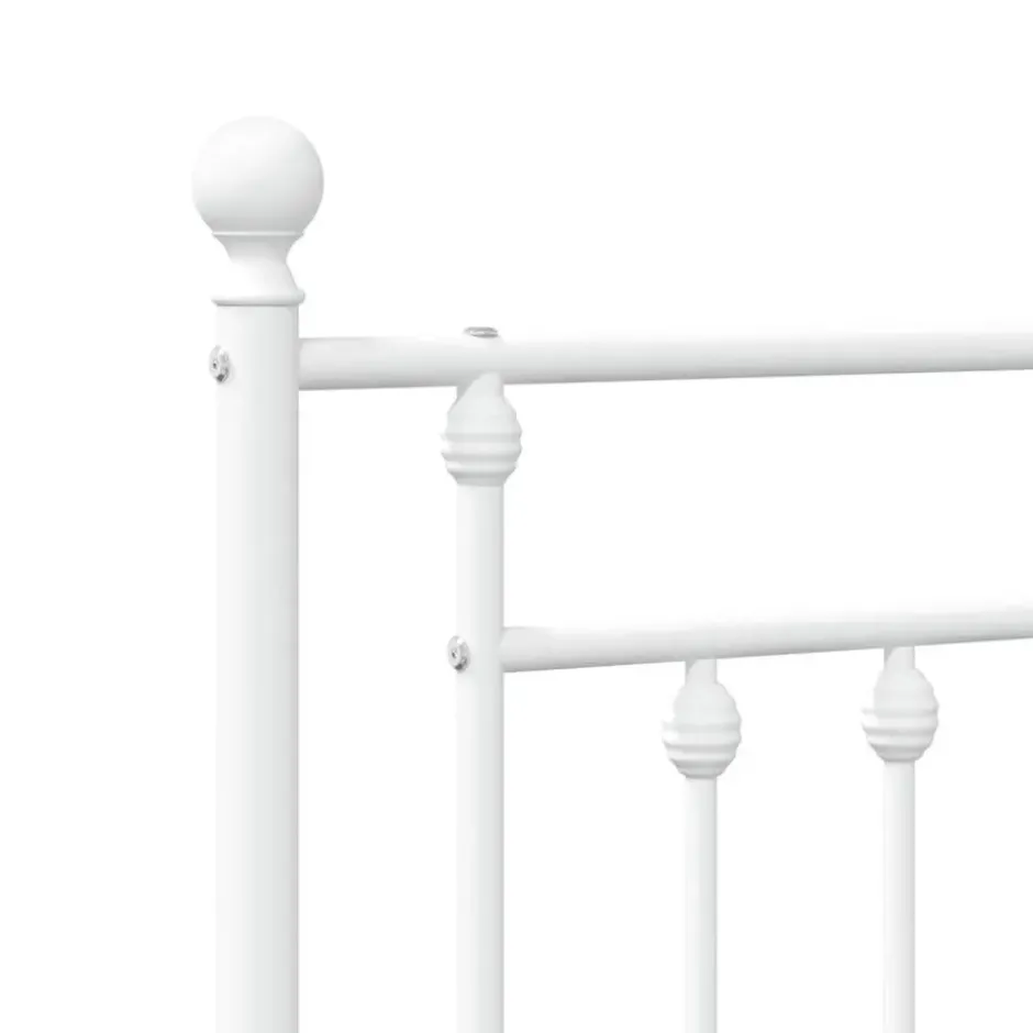 vidaXL - Bed frame met hoofd- en voeteneinde - Wit - Metaal - 90x200 cm