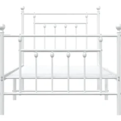 vidaXL - Bed frame met hoofd- en voeteneinde - Wit - Metaal - 90x200 cm