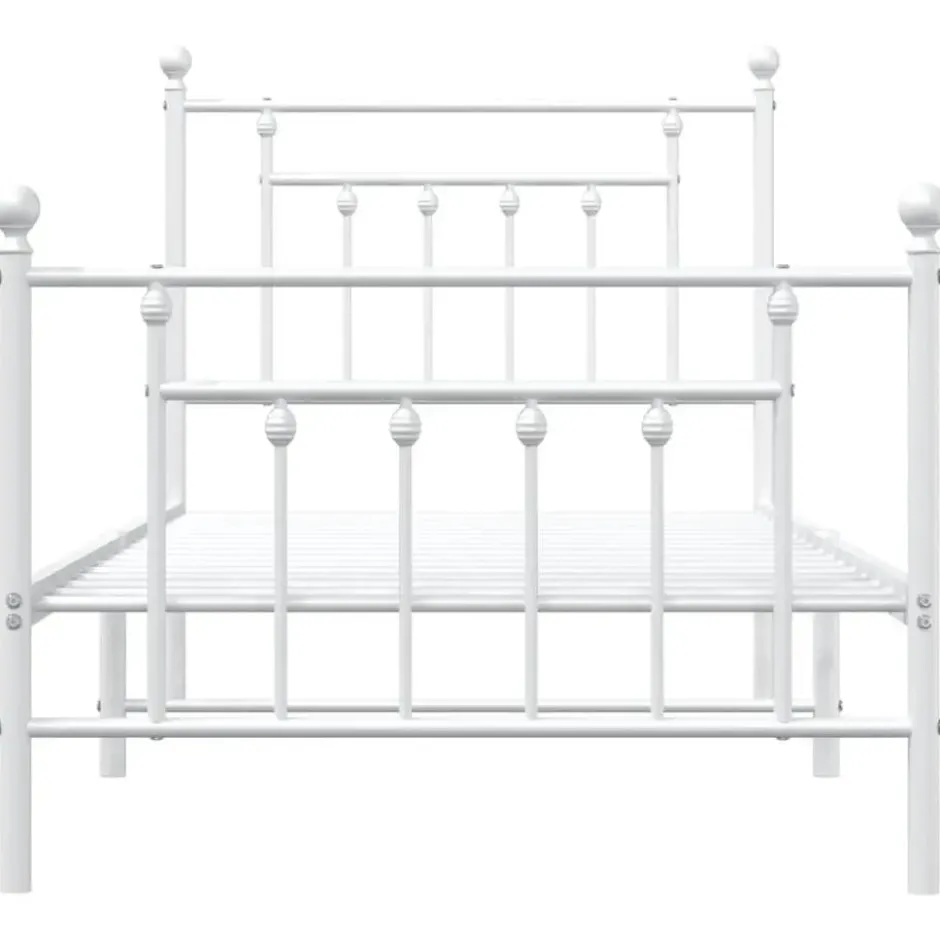 vidaXL - Bed frame met hoofd- en voeteneinde - Wit - Metaal - 90x200 cm
