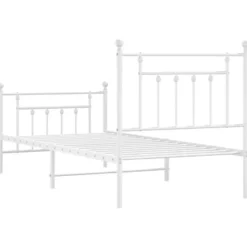 vidaXL - Bed frame met hoofd- en voeteneinde - Wit - Metaal - 90x200 cm