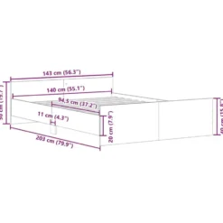 vidaXL - Bed frame met hoofd- en voeteneinde - sonoma eikenkleur - 140x200 cm