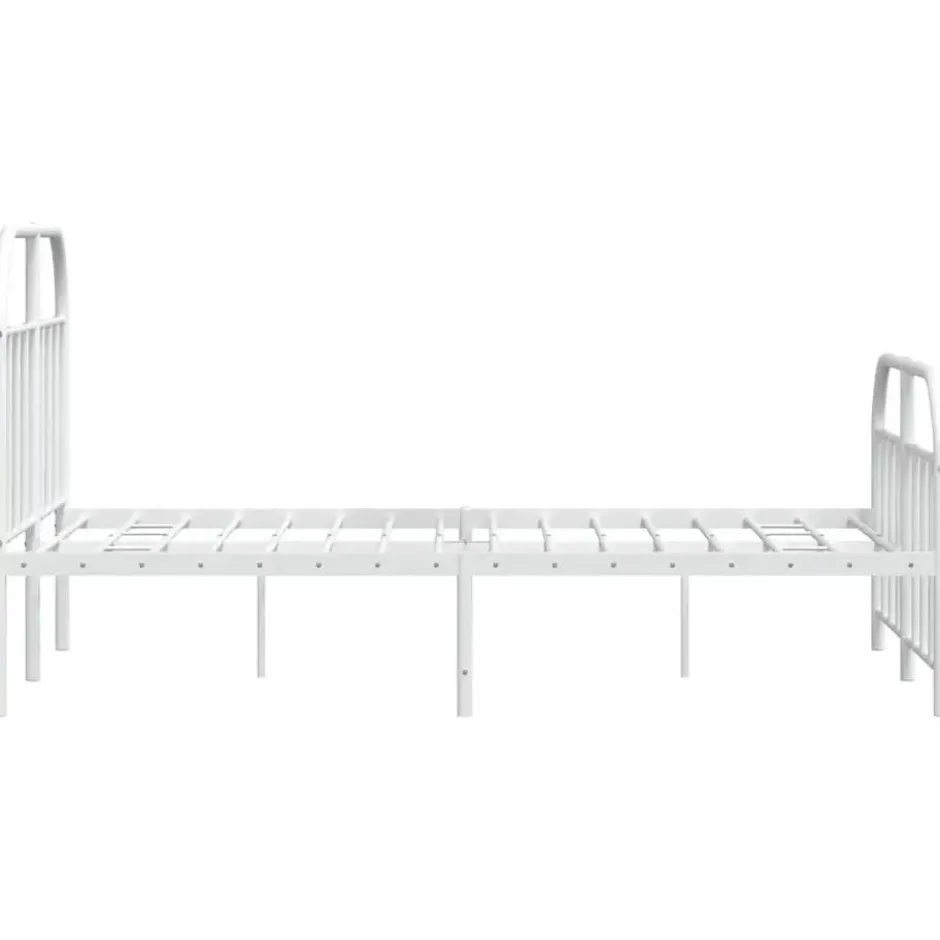vidaXL - Bed frame met hoofd- en voeteneinde - Wit - Metaal - 120x200 cm