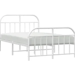 vidaXL - Bed frame met hoofd- en voeteneinde - Wit - Metaal - 120x200 cm