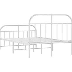 vidaXL - Bed frame met hoofd- en voeteneinde - Wit - Metaal - 120x200 cm