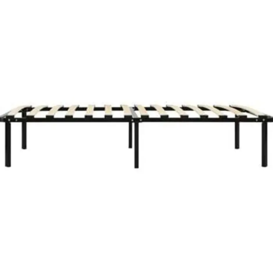 vidaXL - Bed frame met hout lattenbodem - Zwart - Metaal - 90x200 cm