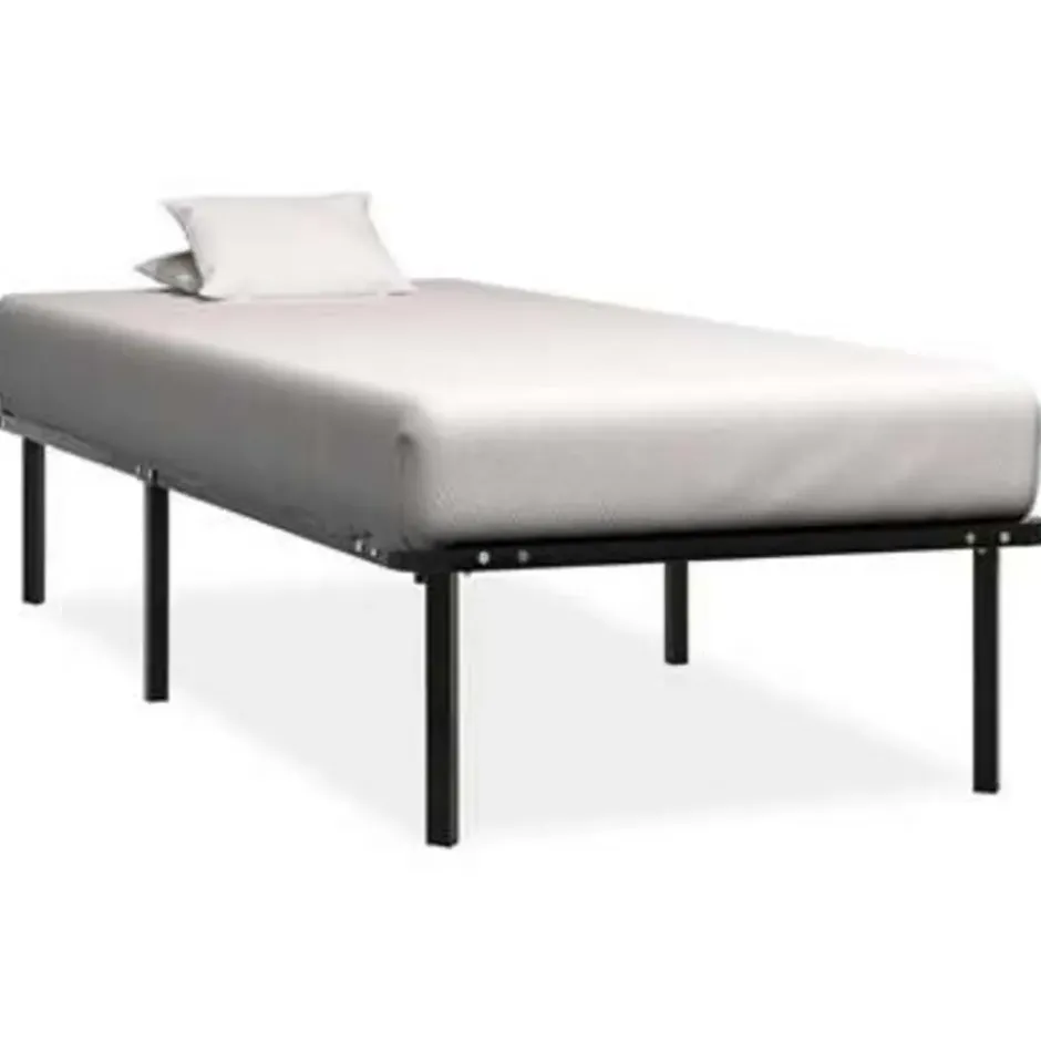 vidaXL - Bed frame met hout lattenbodem - Zwart - Metaal - 90x200 cm