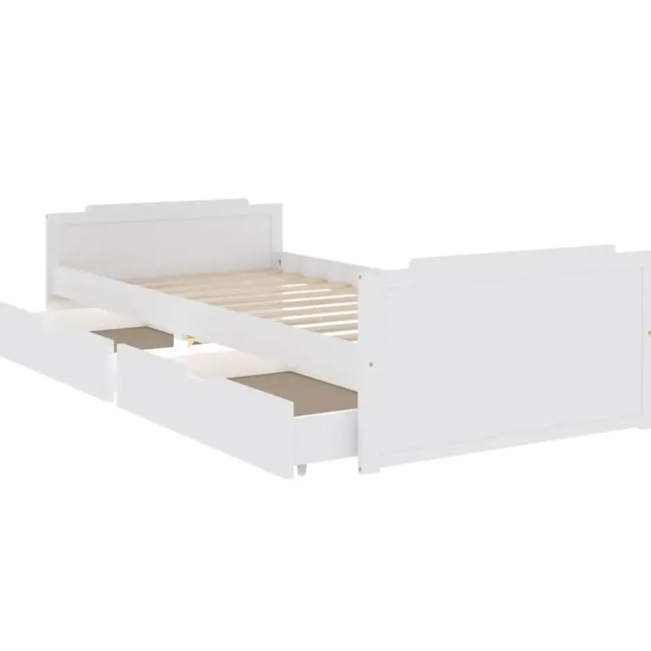 vidaXL - Bed frame met lades - Wit - Massief grenenhout - 90x200 cm