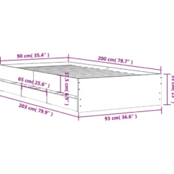 vidaXL - Bed frame met lades - Wit - Bewerkt hout - 90x200 cm