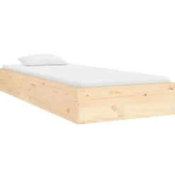vidaXL - Bed frame met lattenbodem - Naturel - Massief hout - 75x190 cm