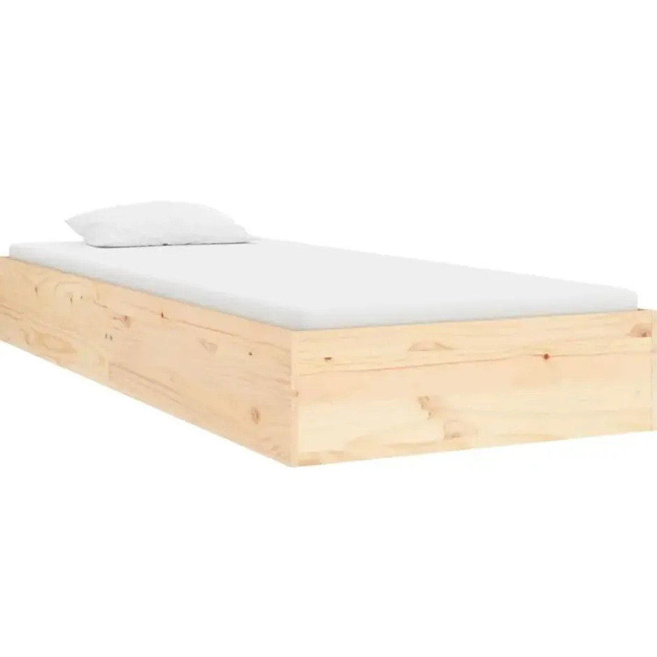 vidaXL - Bed frame met lattenbodem - Naturel - Massief hout - 75x190 cm